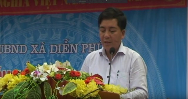 Đ/c Chu Thế Huyền - Tỉnh ủy viên, Phó bí thư huyện ủy, Chủ tịch UBND huyện phát biếu tại buổi lễ